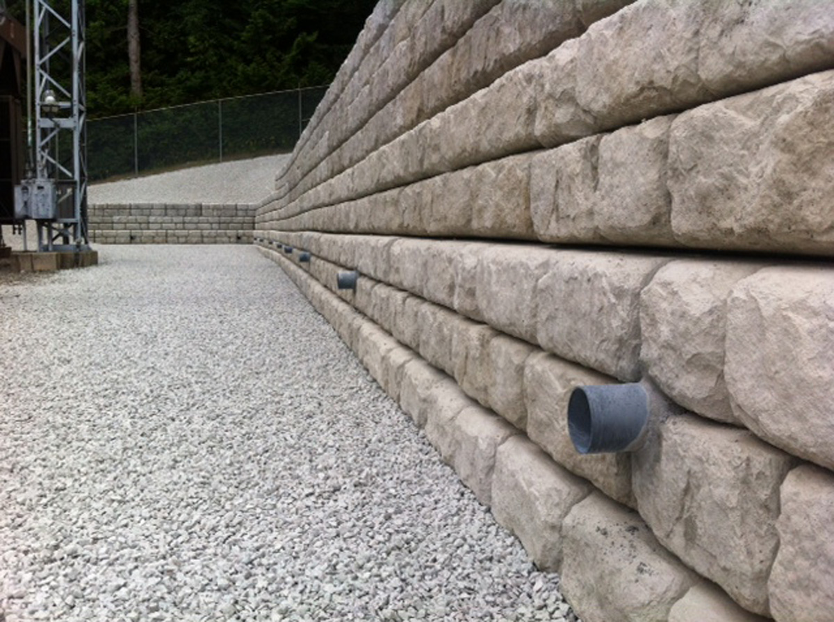gravity wall with drainage