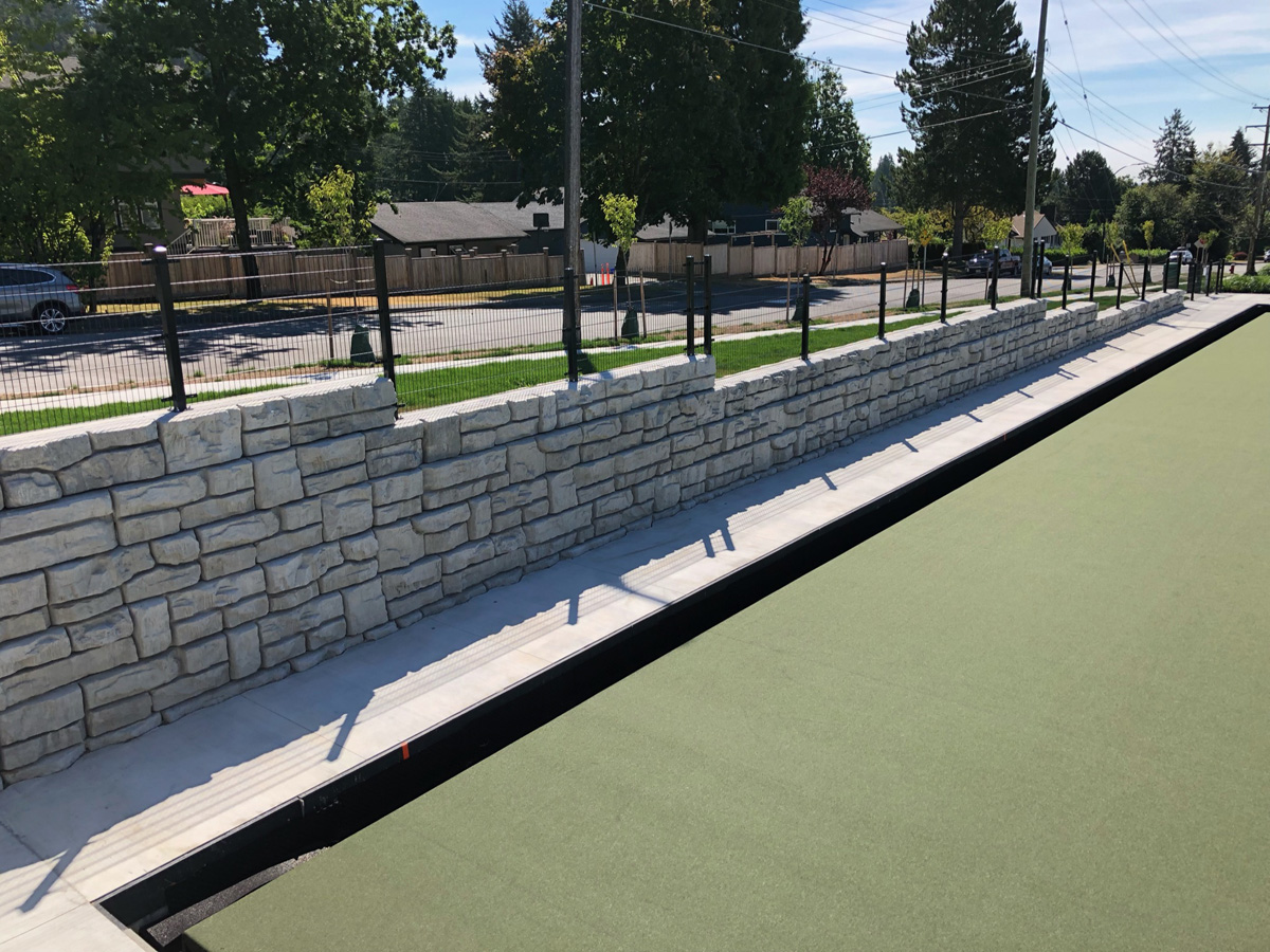 north vancouver lawn bowling precast concrete retaining wall